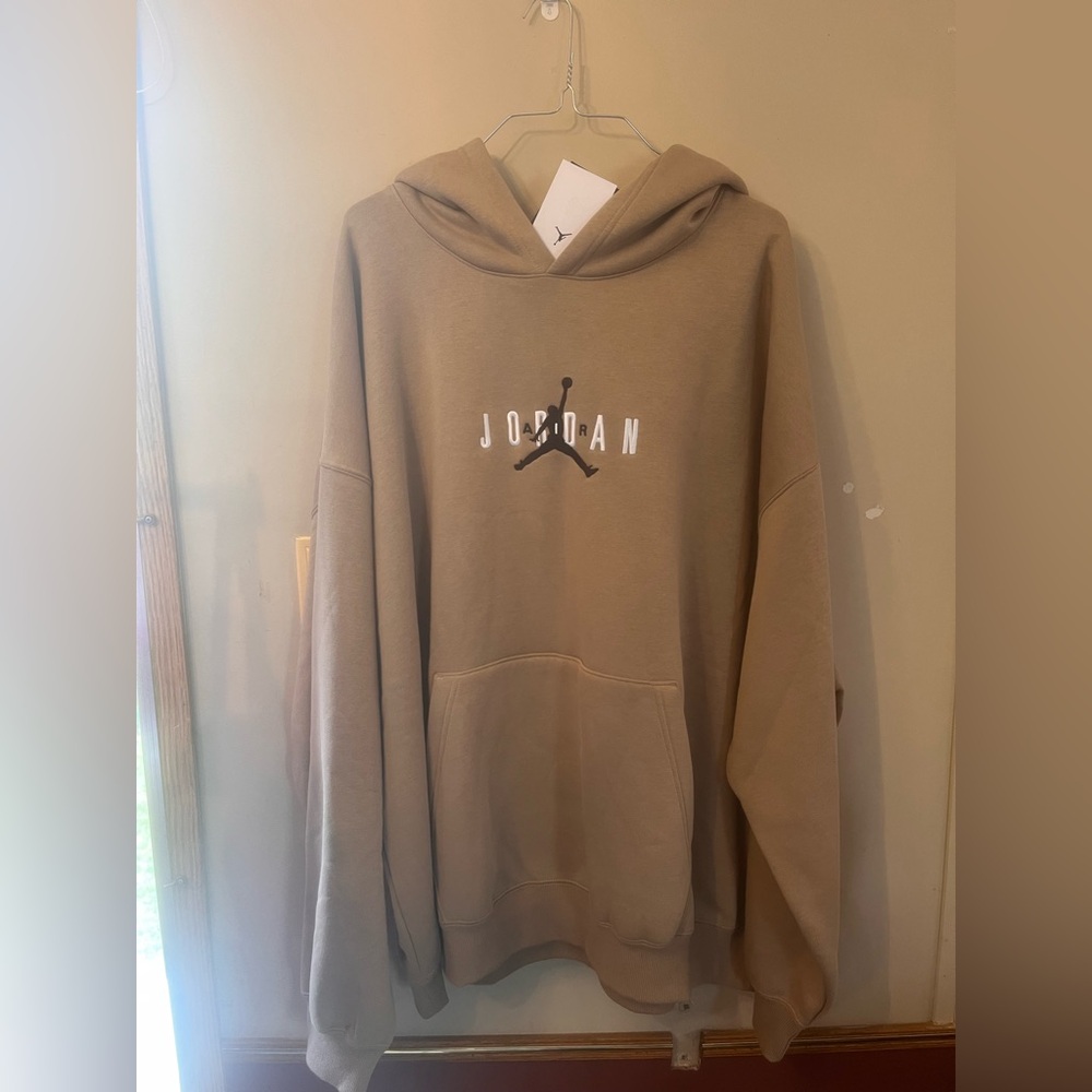 Jordan Men's Hoodie in Taupe with Black Jumpman